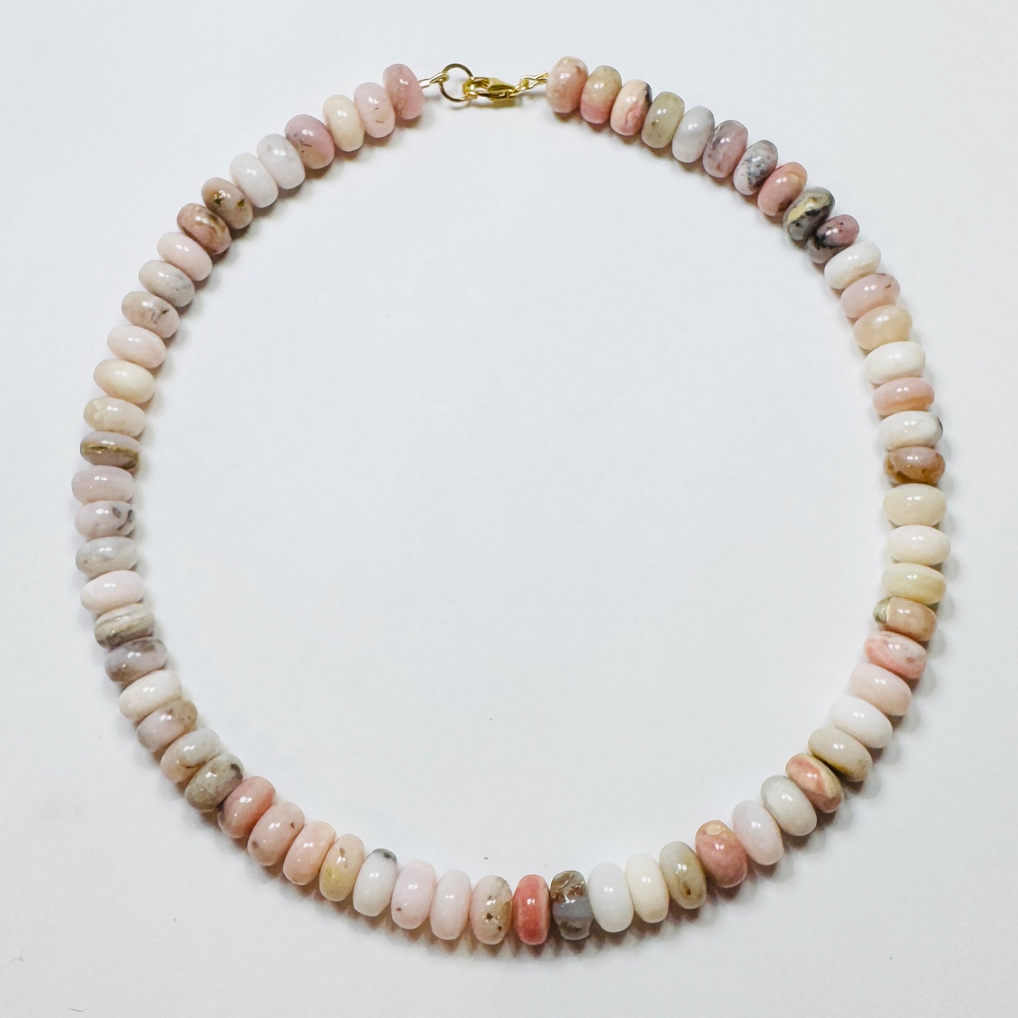 speckled pink opal candy necklace