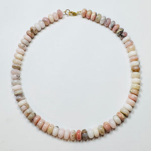 speckled pink opal candy necklace