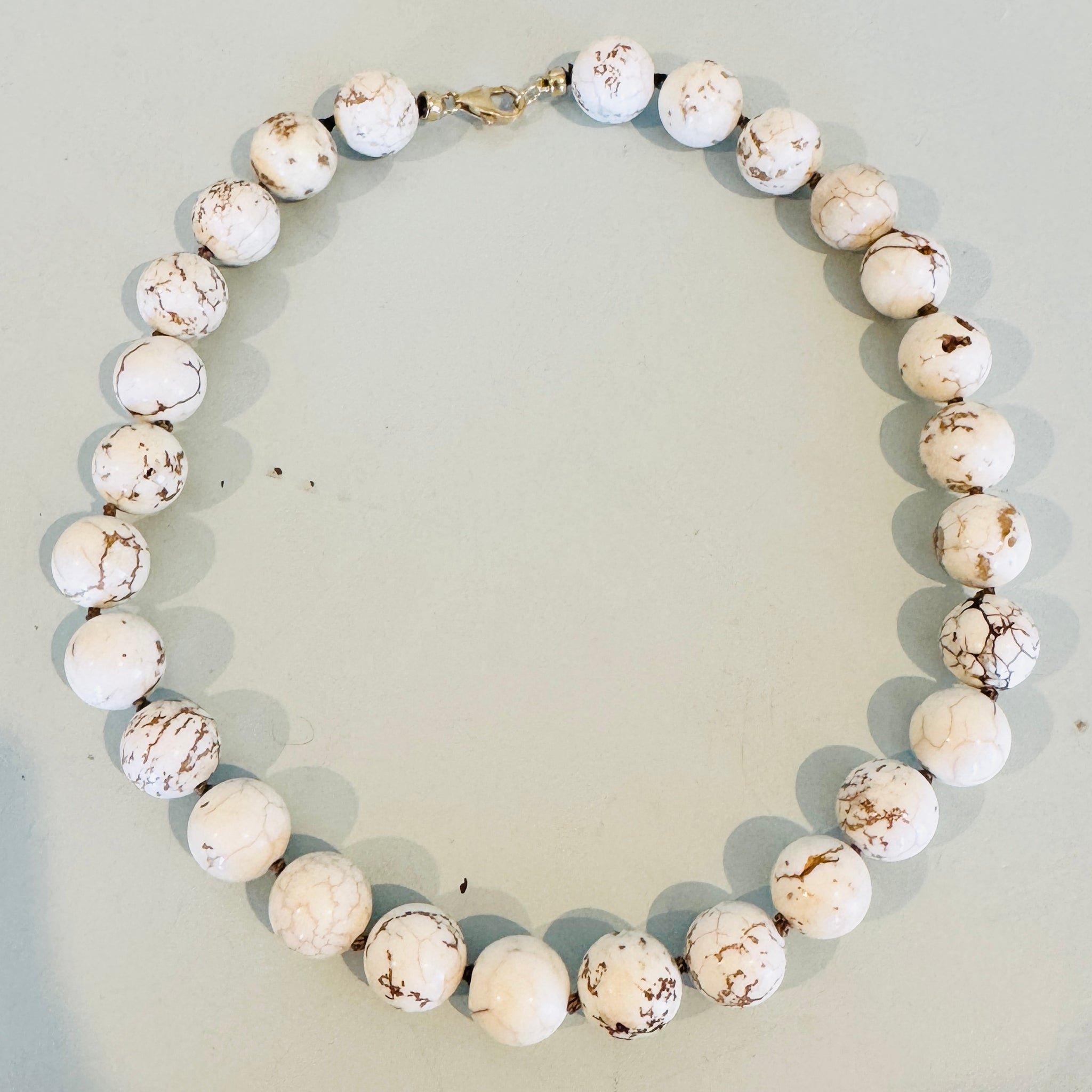 knotted gumball white howlite necklace