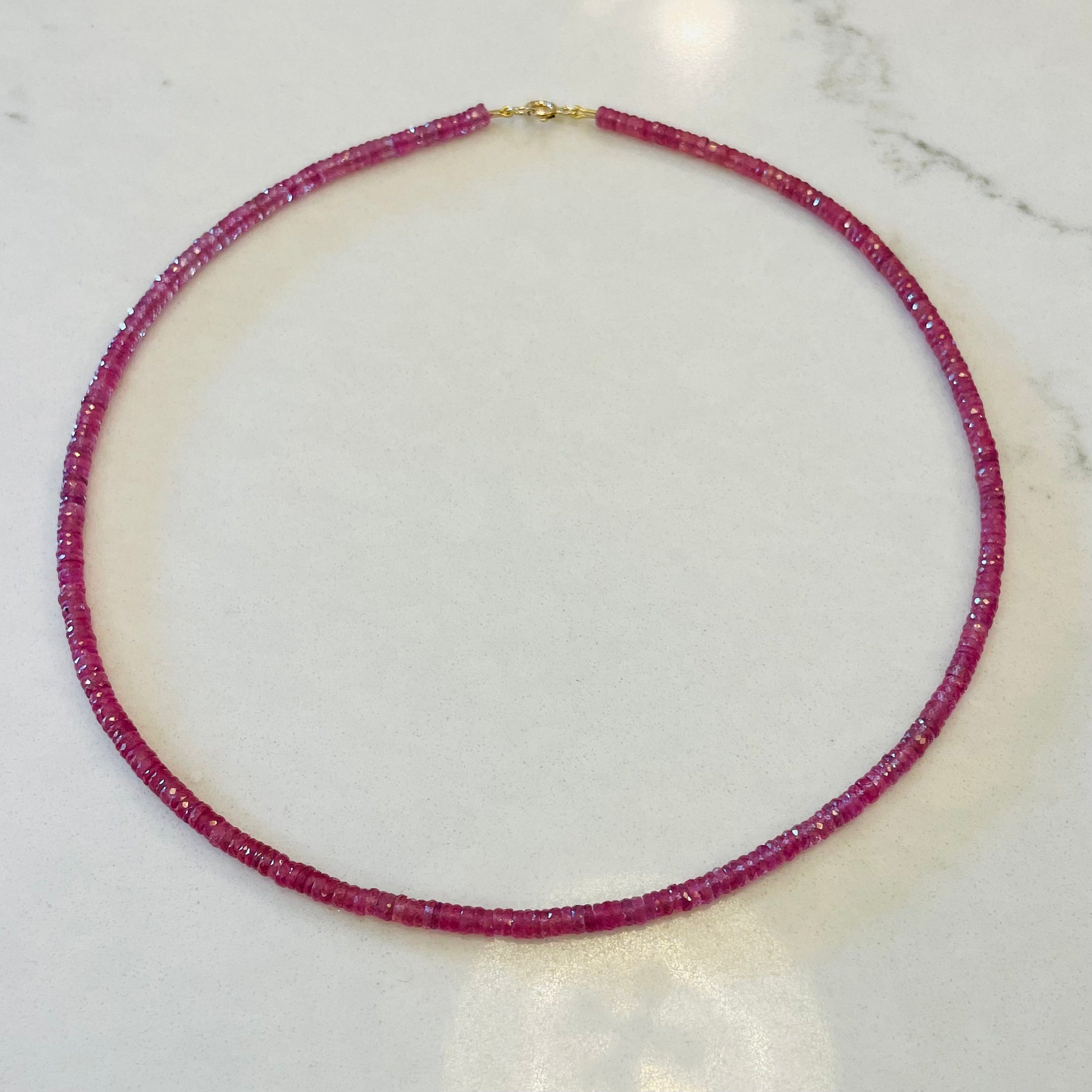 pink sapphire heishi necklace