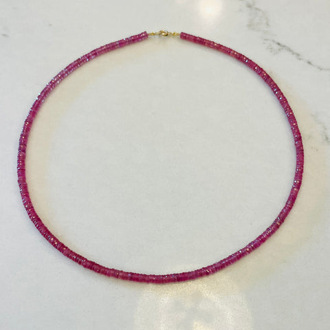 pink sapphire heishi necklace