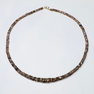 mocha moonstone heishi necklace, graduated