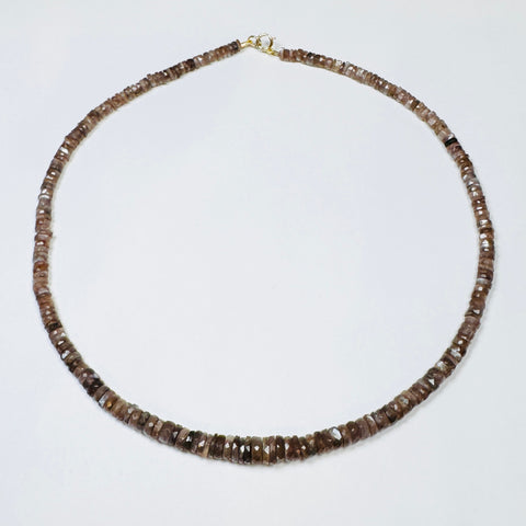 mocha moonstone heishi necklace, graduated