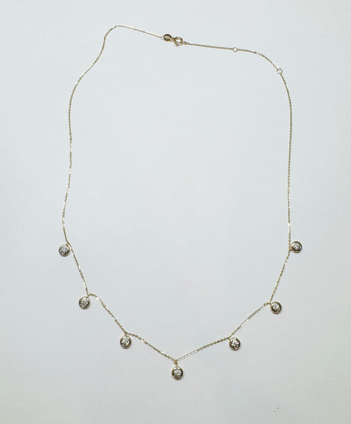 bubble bezel set diamond fringe Necklace