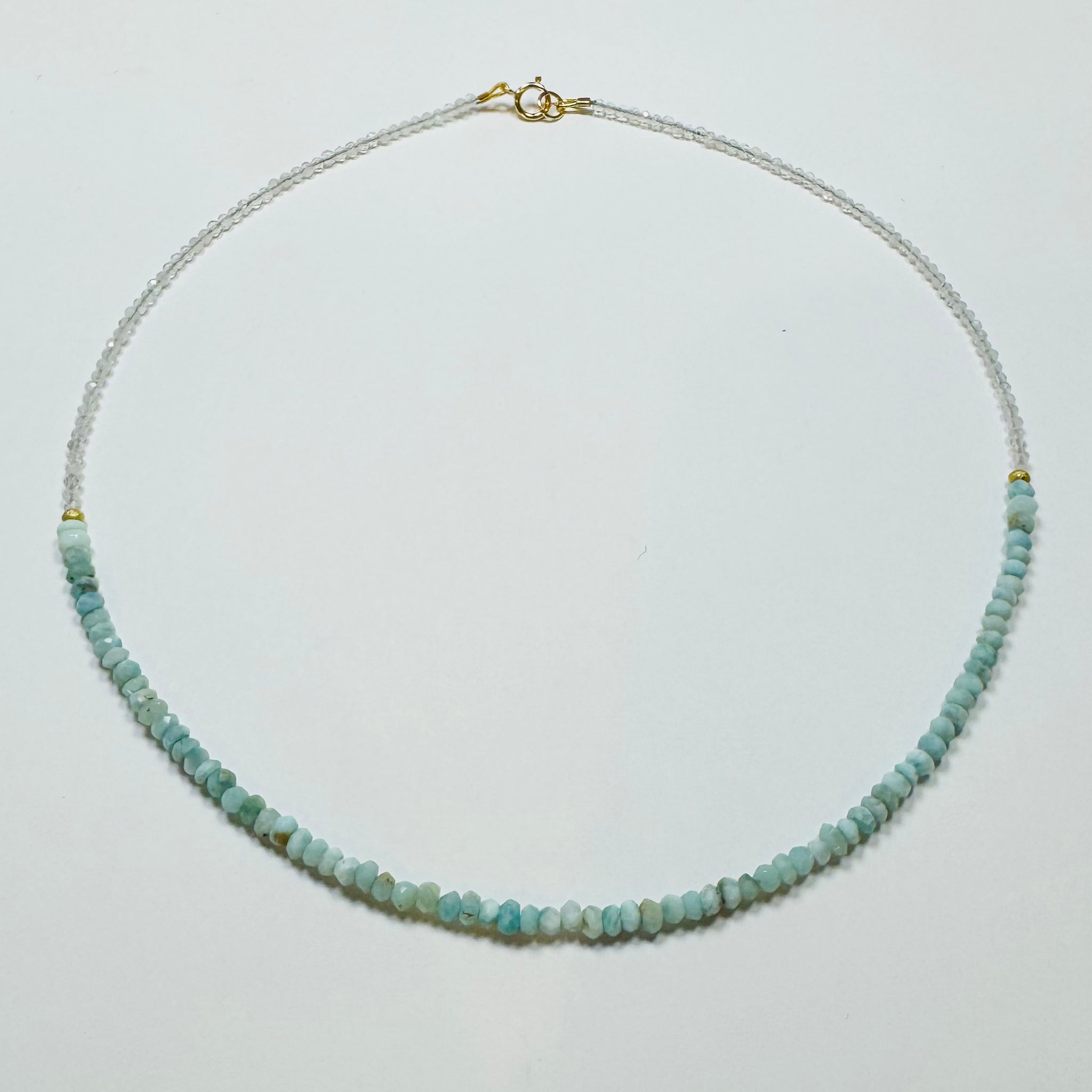 delicate rainbow moonstone and blue opal necklace