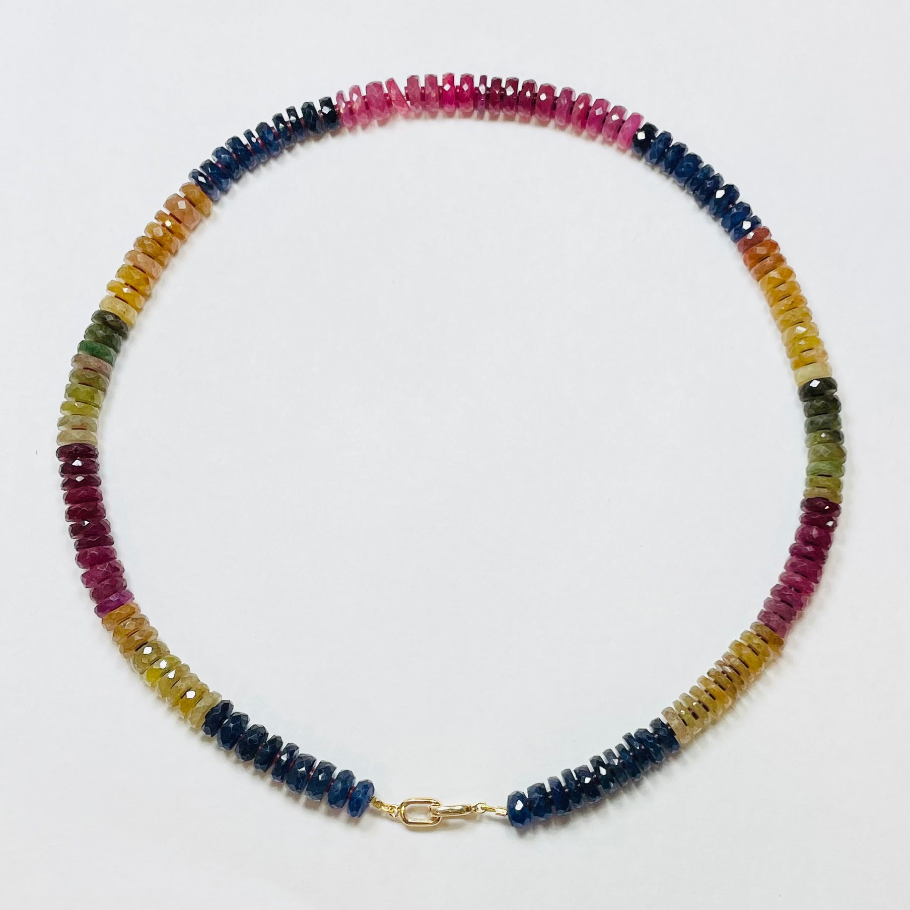 sapphire faceted necklace with decorative clasp
