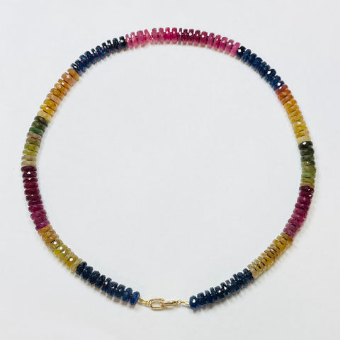 sapphire faceted necklace with decorative clasp