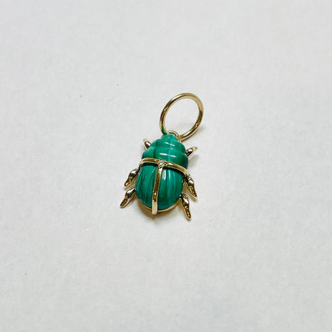 scarab beetle pendant, mini, malachite