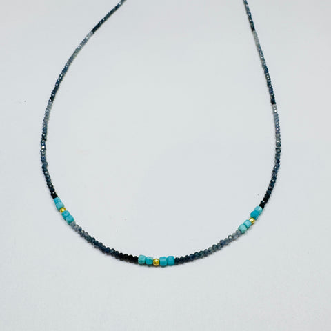 delicate color block necklace, three stations