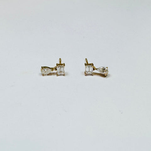 baguette pear drop studs