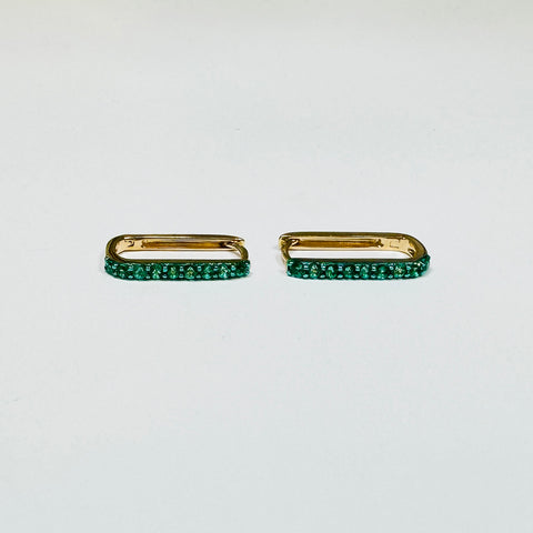 elongated emerald pave huggies