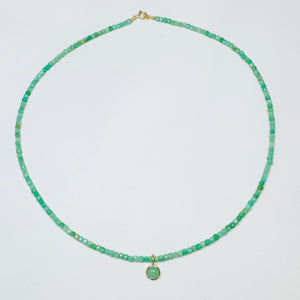 chrysoprase block necklace with chrysoprase charm