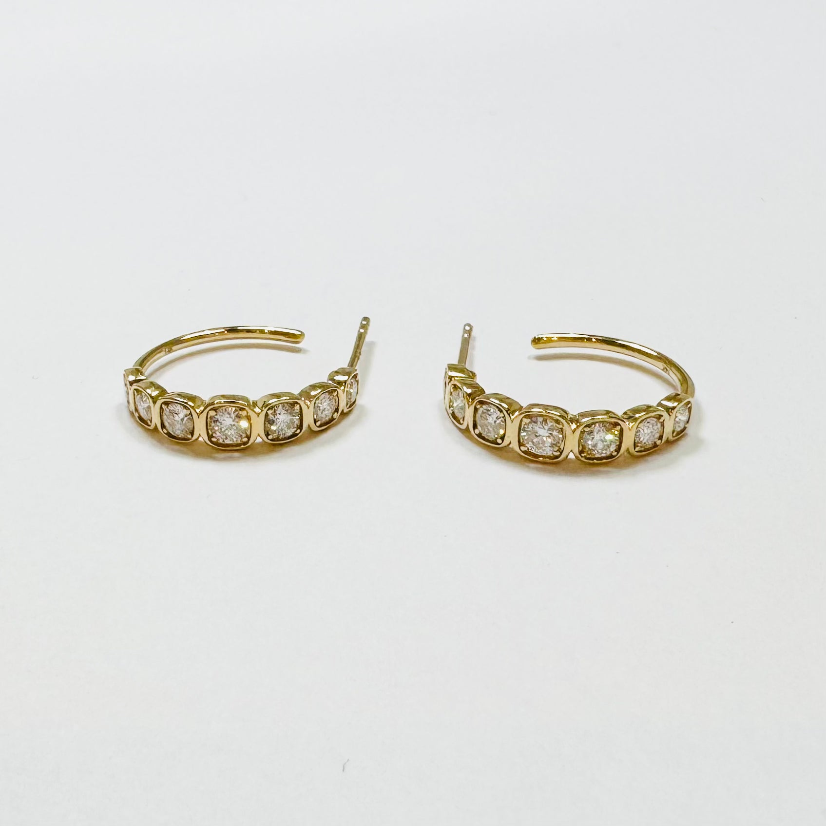 bezel diamond hoops, 20mm