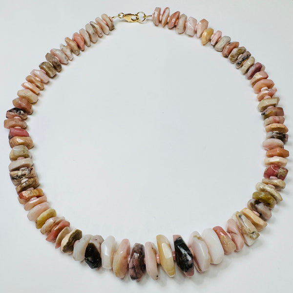 organic speckled pink opal candy necklace