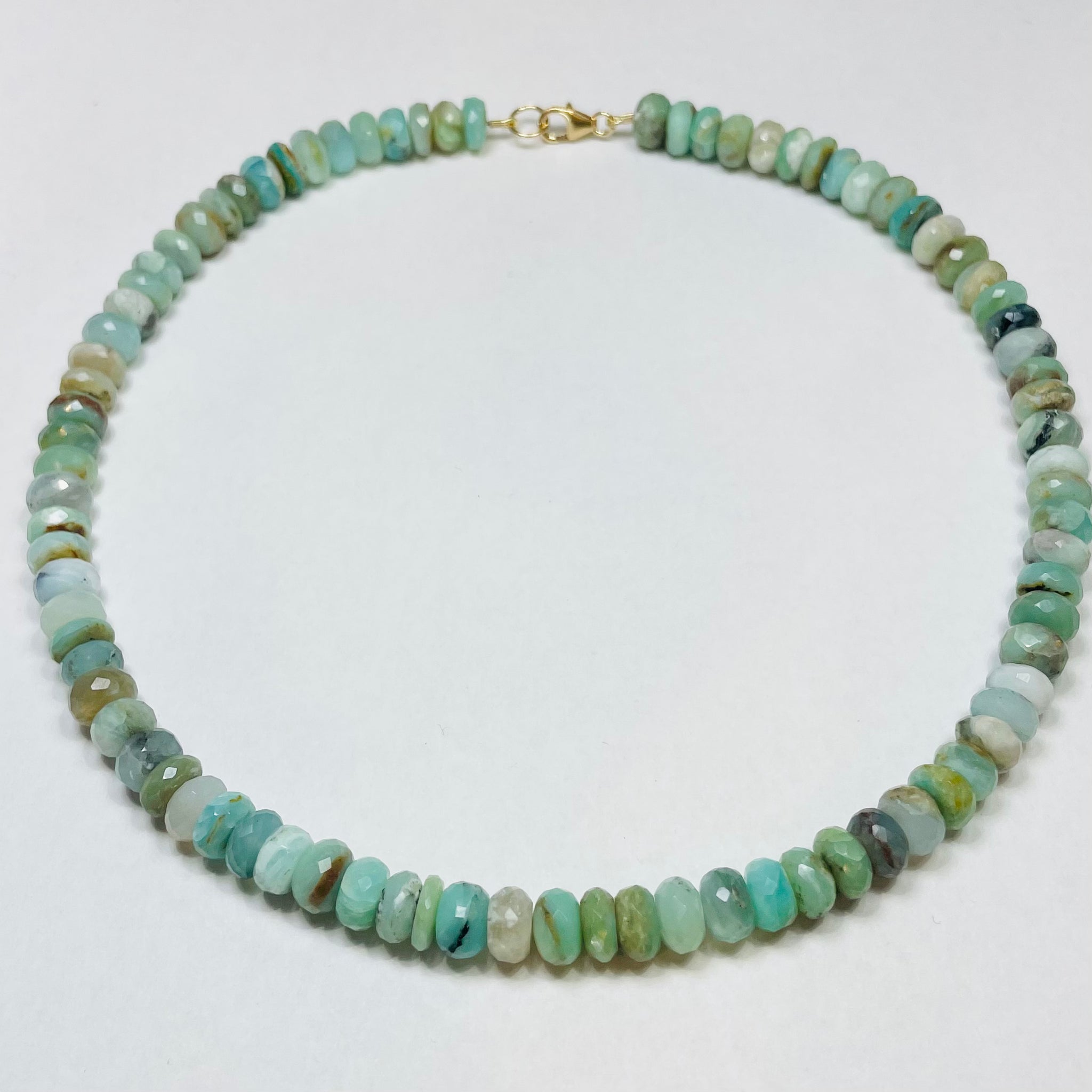 faceted robins egg opal candy necklace