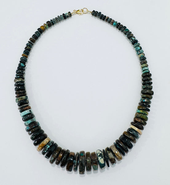 natural hubei turquoise graduated necklace, 8-18 mm