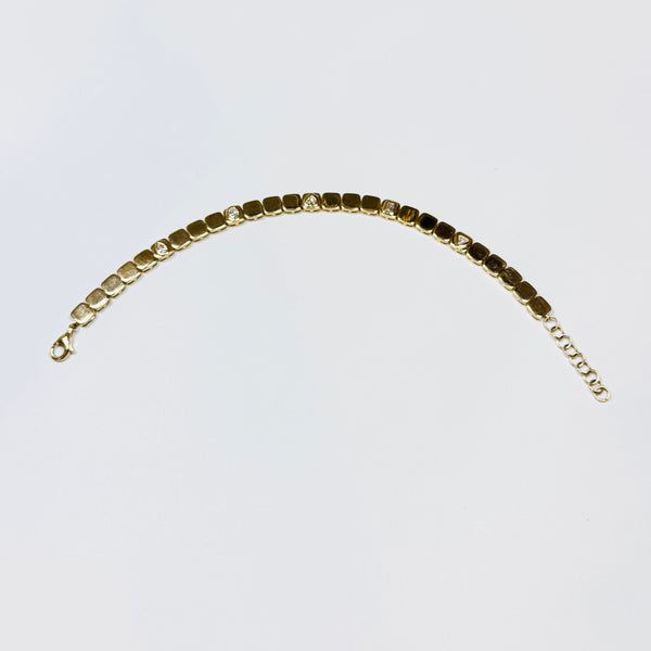 gold and diamond block bracelet