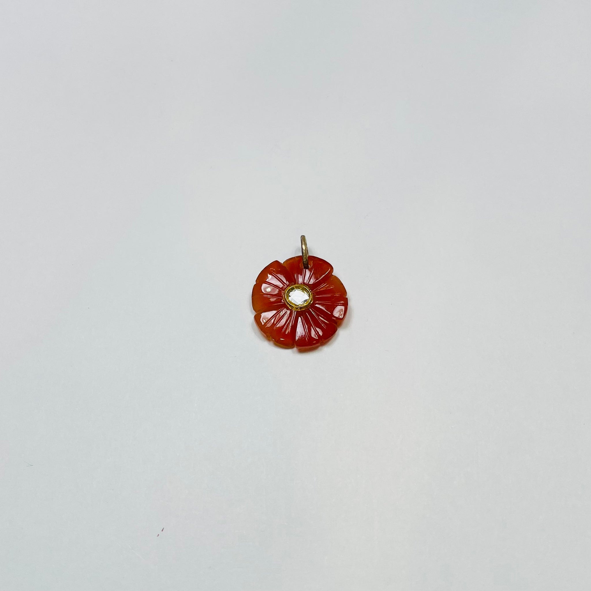 carved carnelian flower pendant, 3/4 in