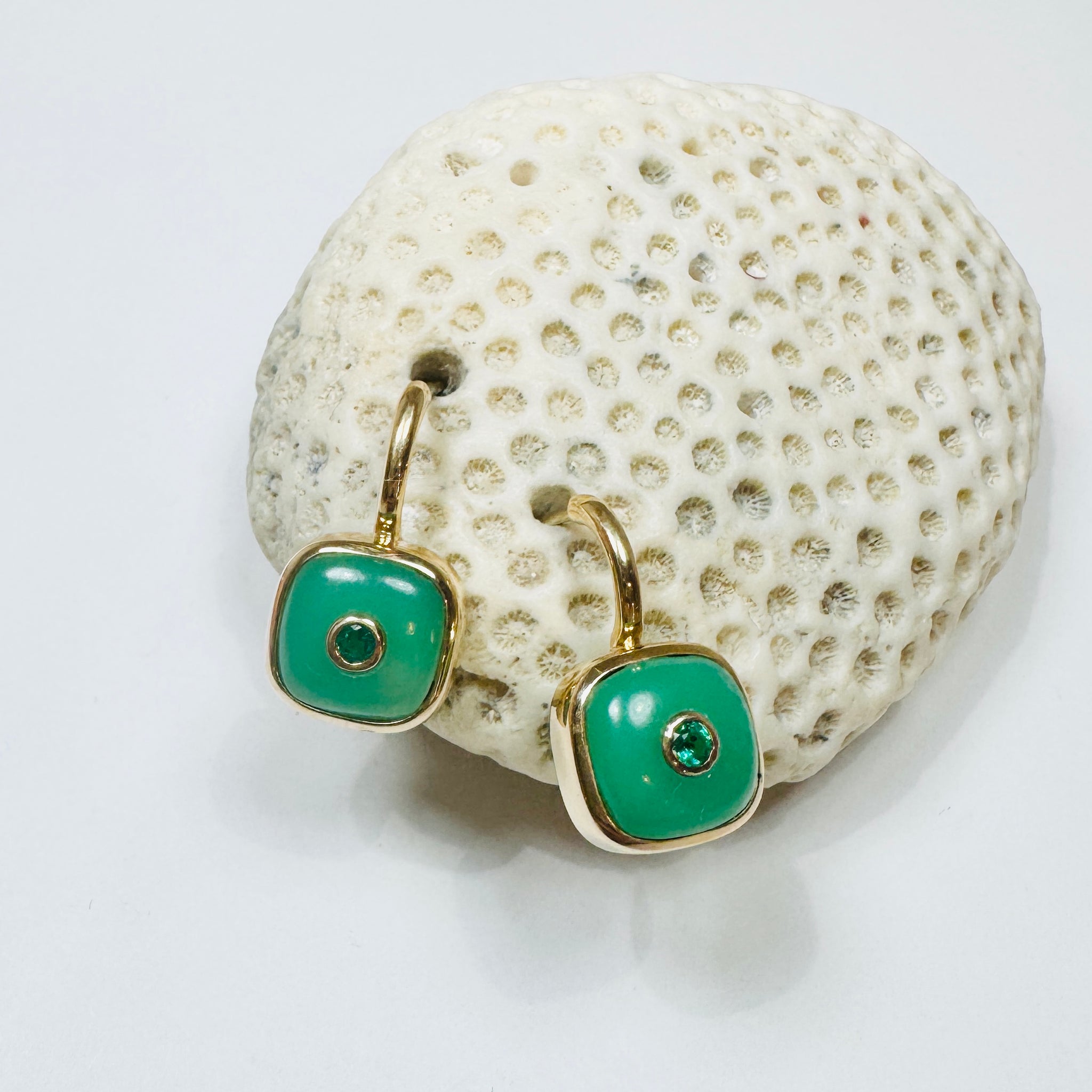 chrysoprase and emerald earrings