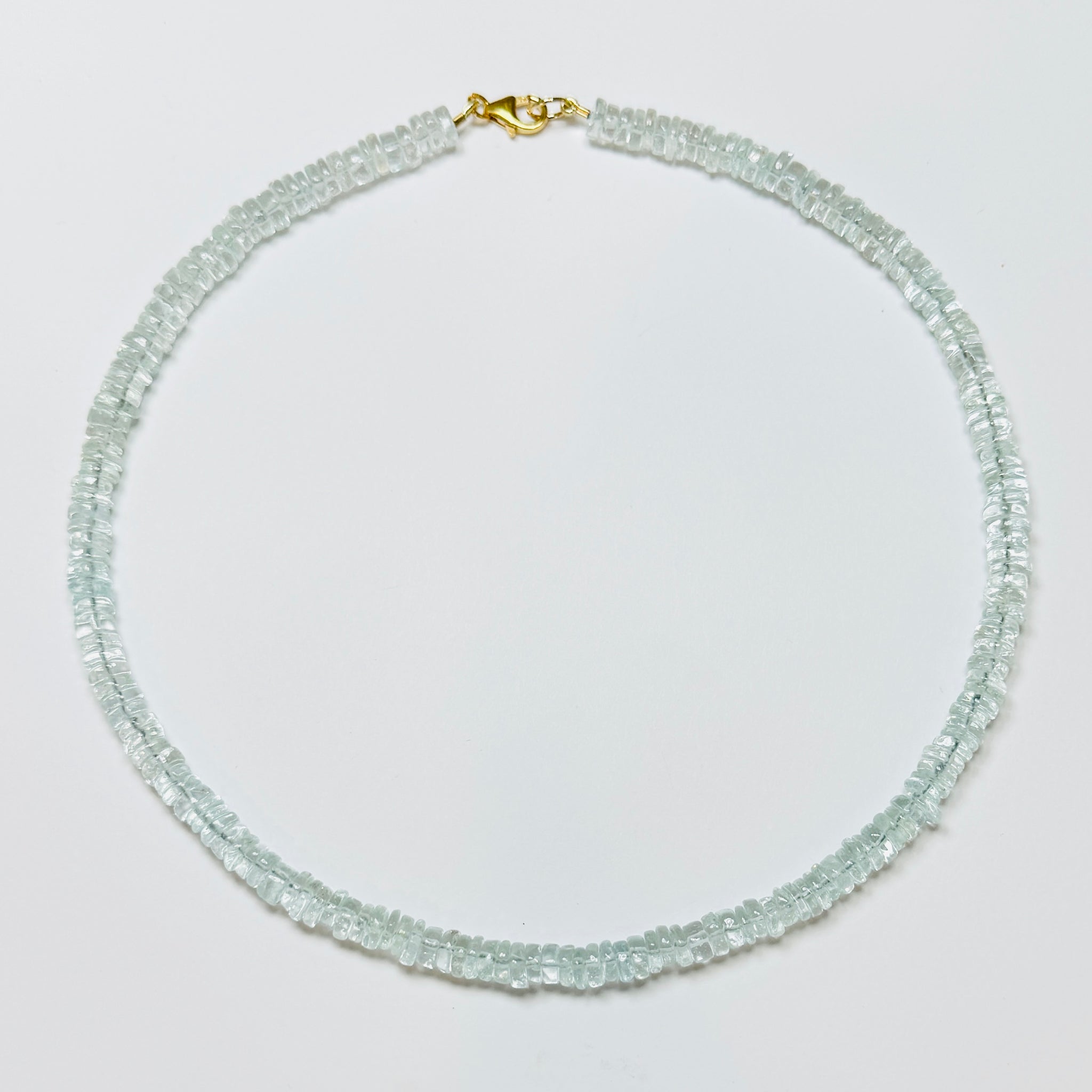 aquamarine smooth heishi cut necklace