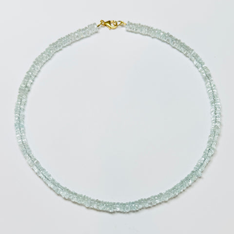 aquamarine smooth heishi cut necklace