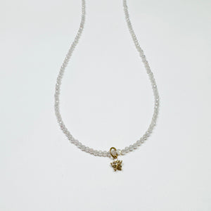 delicate shaded bubble bath zircon necklace with diamond flower charm