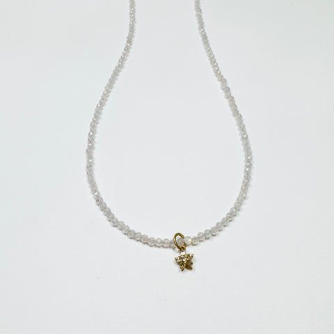 delicate shaded bubble bath zircon necklace with diamond flower charm