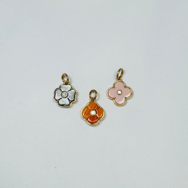 bezel flower pendant, 13 mm