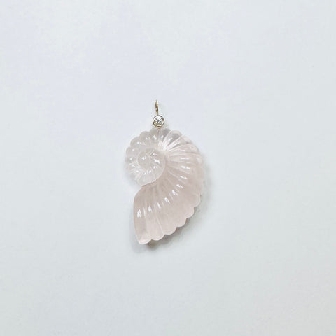 rose quartz bezel diamond nautilus pendant