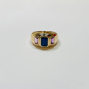 blue and pink sapphire ring