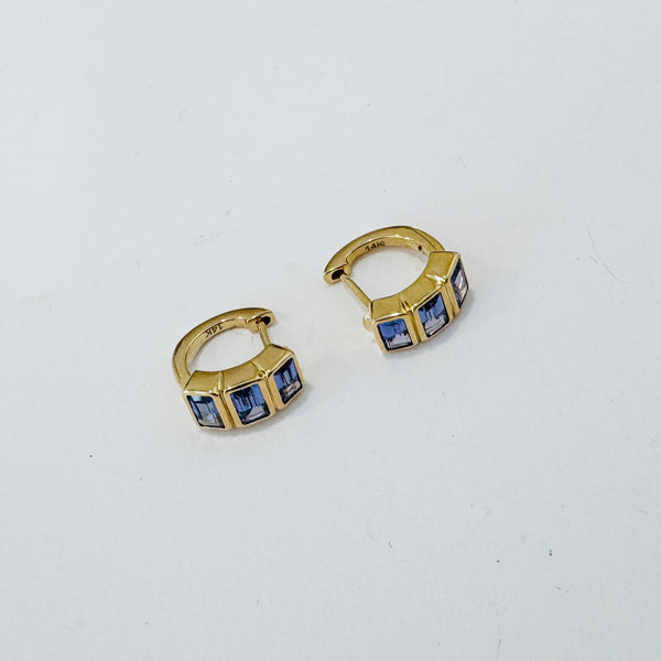 tanzanite block huggies