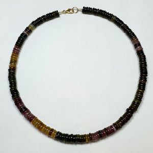 smooth shaded tourmaline heishi necklace