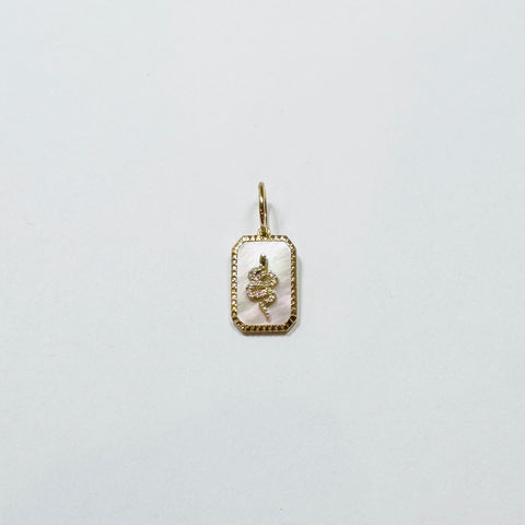 mother of pearl dog tag charm