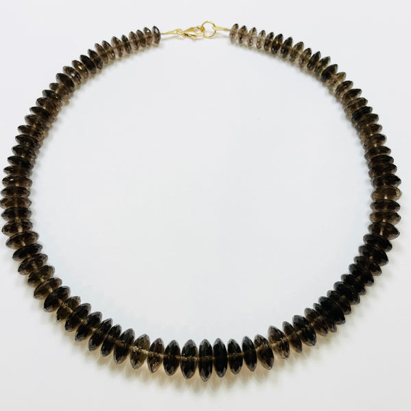 german cut smokey quartz candy necklace