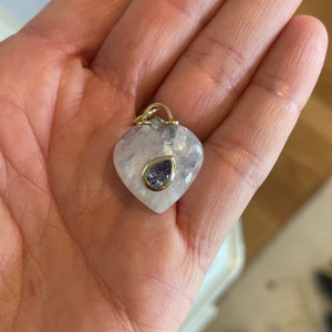 puffy moonstone heart with iolite