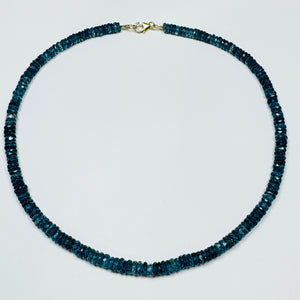 faceted navy blue quartz candy necklace