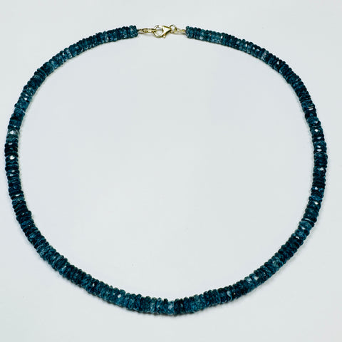 faceted navy blue quartz candy necklace