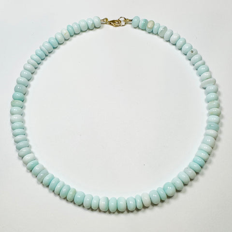 smooth bright peruvian blue opal candy necklace