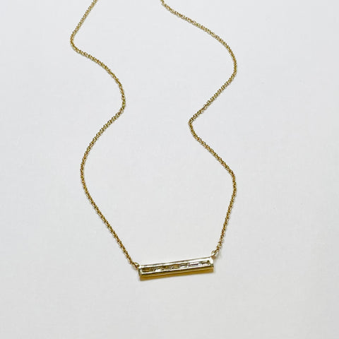 diamond baguette bar necklace