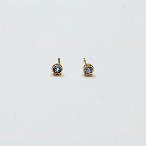 tanzanite bezel set studs