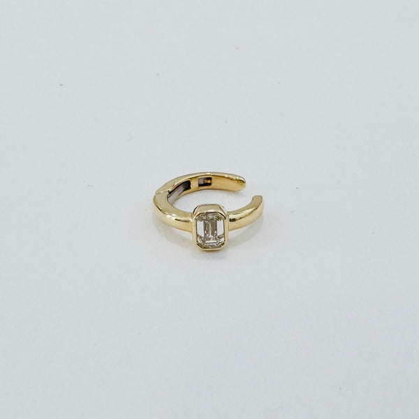 bezel set emerald cut diamond ear cuff