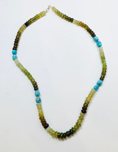 gosolar garnet and turquoise nugget necklace
