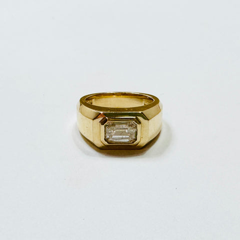 single stone emerald cut diamond pinky ring