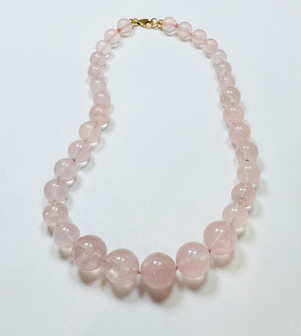 knotted rose quartz gumball candy necklace