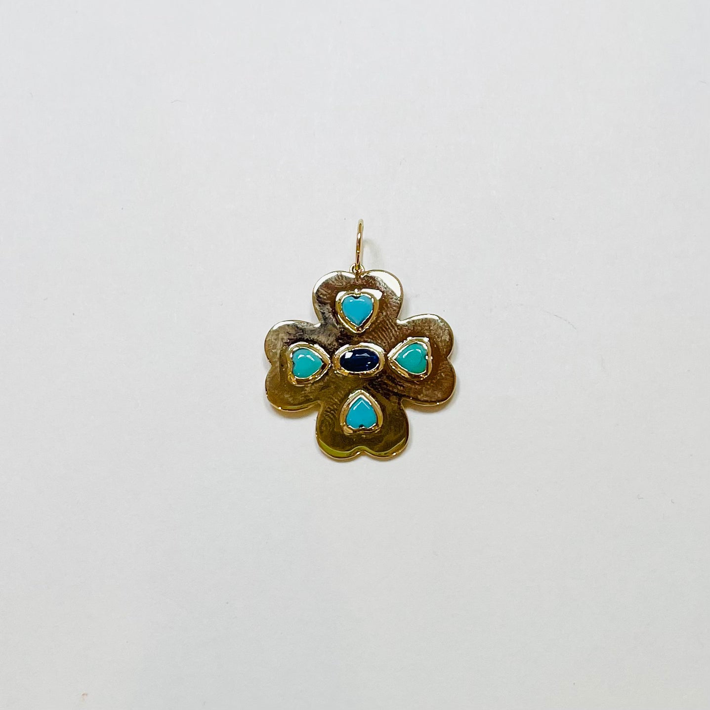 clover pendant, turquoise and sapphire
