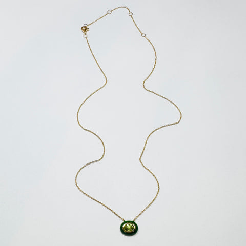 peridot enamel necklace