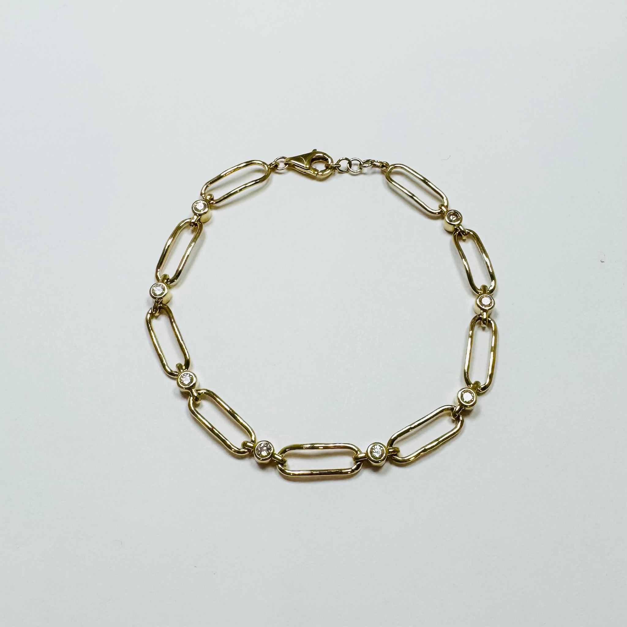 diamond paperclip chain bracelet