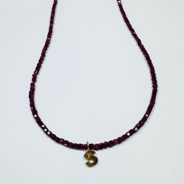 cube gemstone inital necklace