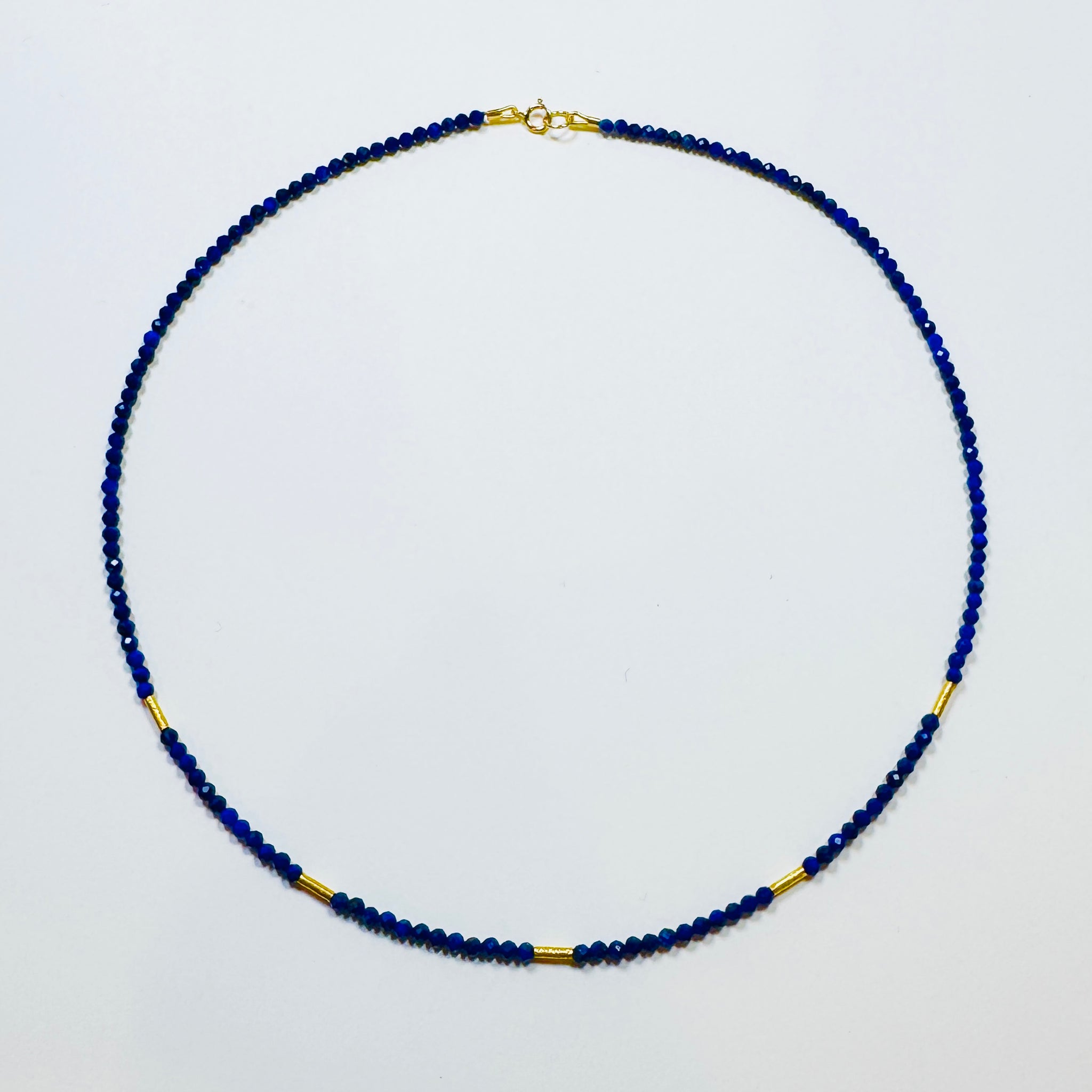 lapis 5 gold bar necklace