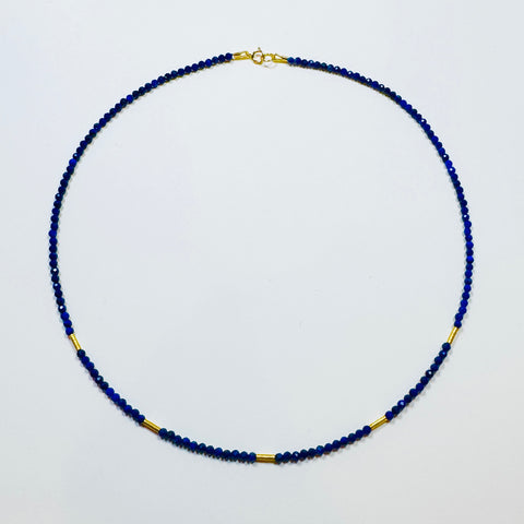 lapis 5 gold bar necklace